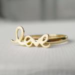 Adjustable Love ring in gold, knucle ring, letters ring