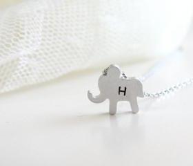  Personalized initial elephant necklace, initial jewelry