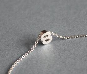  Tiny initial S necklace, personalized necklace, initial jewelry