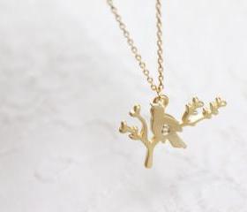  Personalized initial bird on branch necklace, initial jewelry, mothers day, family jewelry