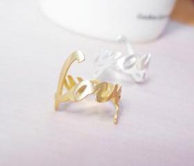 Love You ring in gold, knuckle ring, adjustable ring , everyday jewelry, delicate minimal jewelry