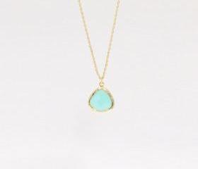  Mint drop necklace, everyday jewelry, delicate minimal jewelry