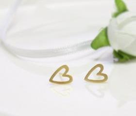 Open heart earring in gold -silver post