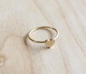 Tiny heart ring 7 size in gold , everyday jewelry, delicate minimal jewelry