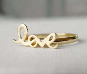 Adjustable Love ring in gold, knucle ring, letters ring