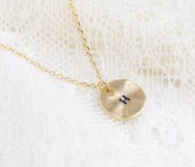 Personalized initial gold disc necklace, best friend necklace, circle, coin, initial jewelry